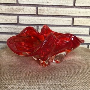 60's Orange Chalet Art Glass - Orange Lorraine Glass - Collectible Glass - Decor